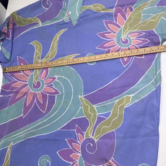 VTG'80s Bill Tice Swim Cover Maxi Side Slit Mumu Gown Sheer Geometric Petite Sm - Picture 5 of 15